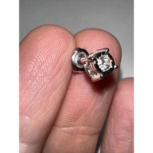 14k White Gold Diamond ONE EARRING ONLY Side Halo Stamped Zei 56